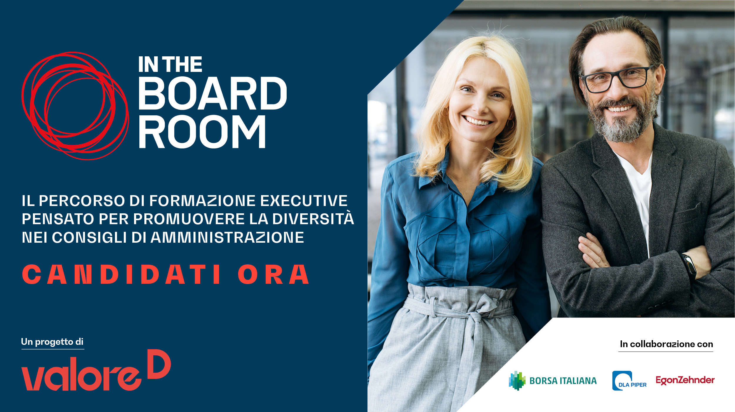 Logo InTheBoardroom, donna e uomo di fianco