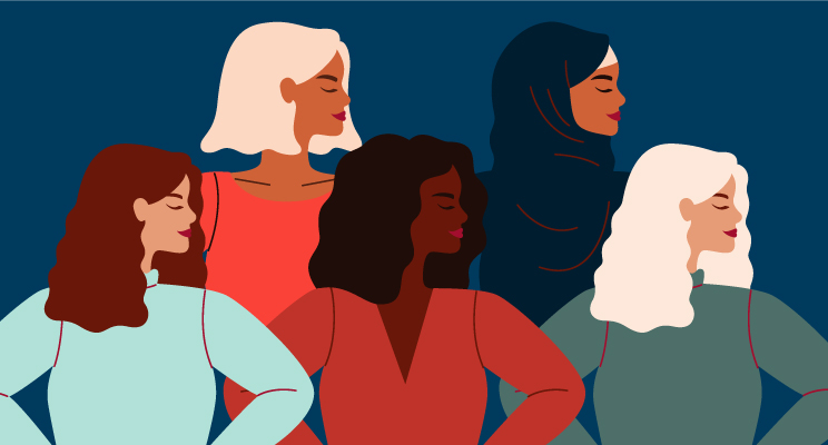 illustrazione che rappresenta donne di etnie e nazionalità differenti