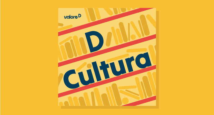 Locandina con logo D Cultura su sfondo giallo.