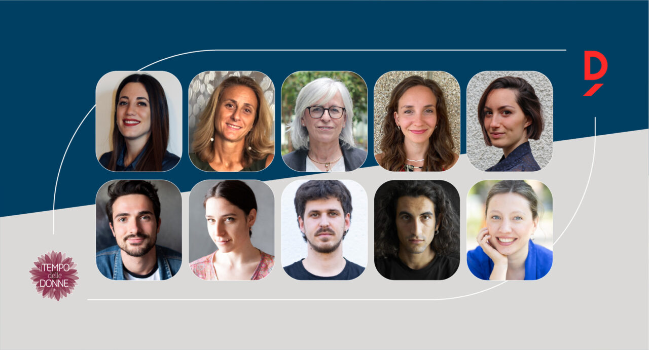 Collage dei volti di docenti e artisti/e che parteciperanno alle sessioni di Valore D al Tempo delle Donne